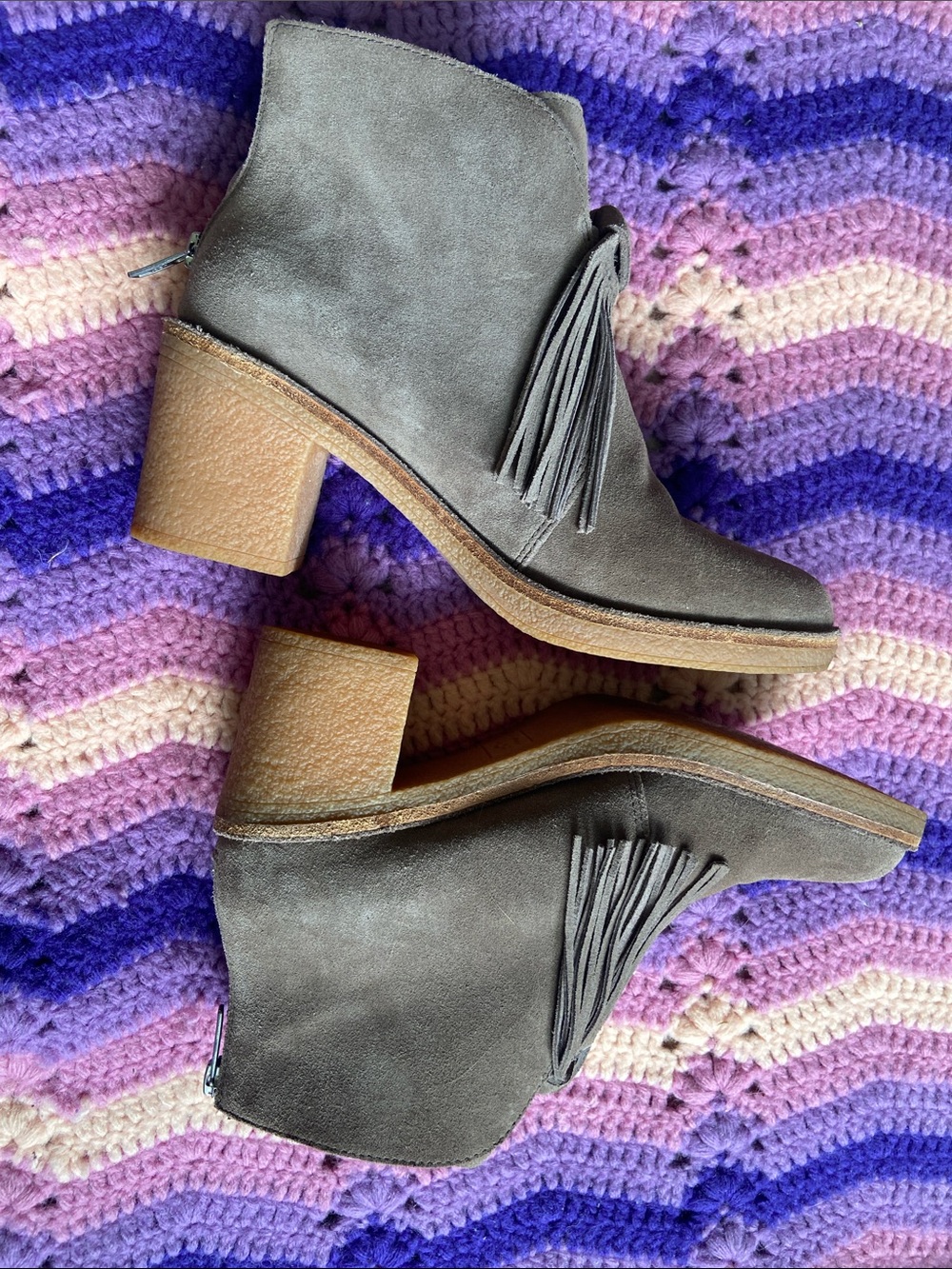 UGG Taupe Suede Tassel Ankle Boots - Picture 14 of 14